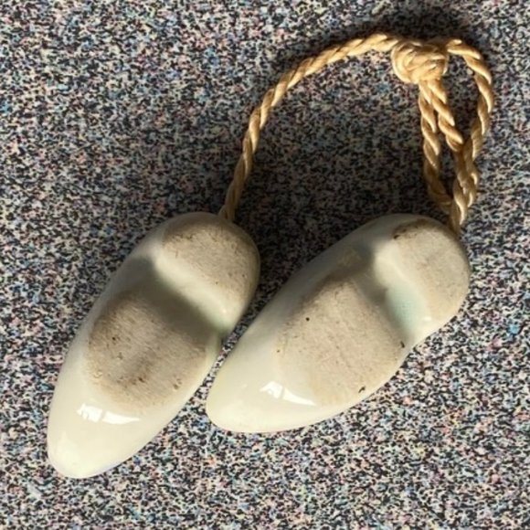 Vintage Miniature 1.25" Ceramic Dutch Clogs Blue Windmill with Gold Trim - Picture 4 of 5